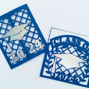 Cartões Sênior 2025 Arquivos de corte SVG Cricut Modelos de cartões de felicitações da turma de 2025 Envelope Convite Festa de formatura Inserção cortada a laser