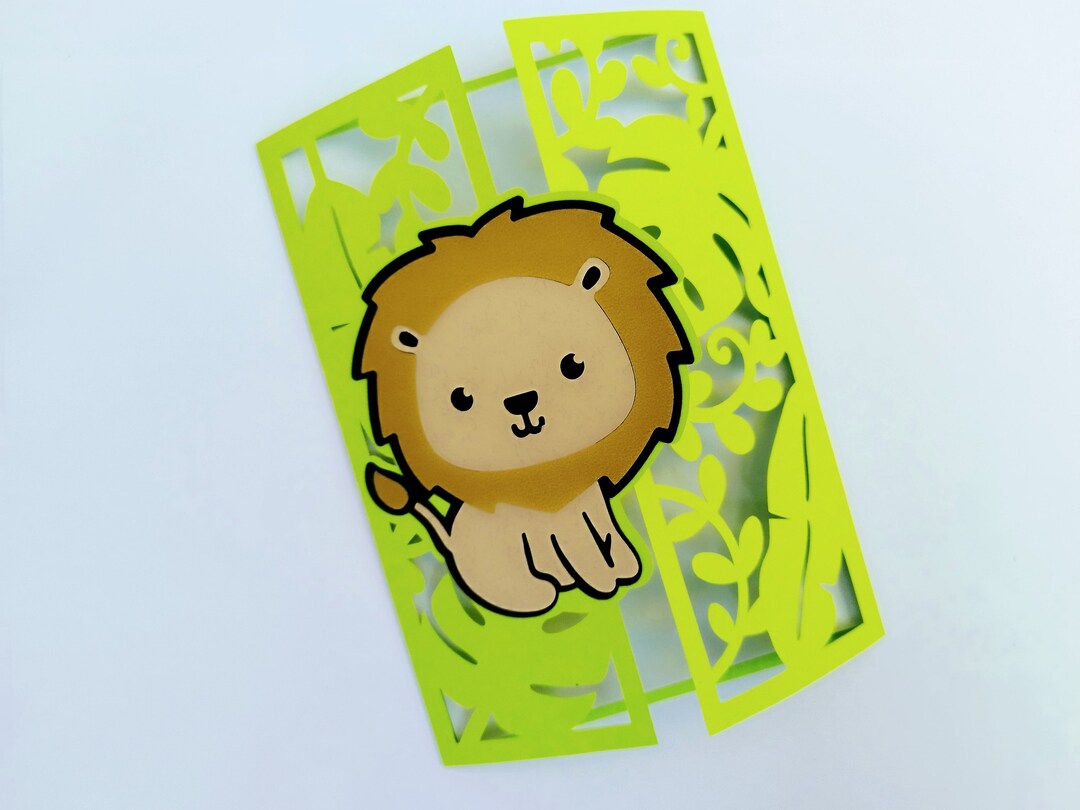 SVG Cricut Baby Shower Invitation Baby Lion Boy Safari Cut Files