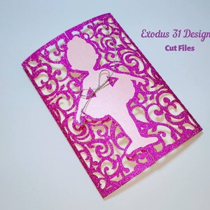 SVG Files Cricut Laser Template Gate Fold Card Ballet Dancer Ballerina Birthday Invitation Girl Party Cricut Silhouette Cameo Laser Cut DXF