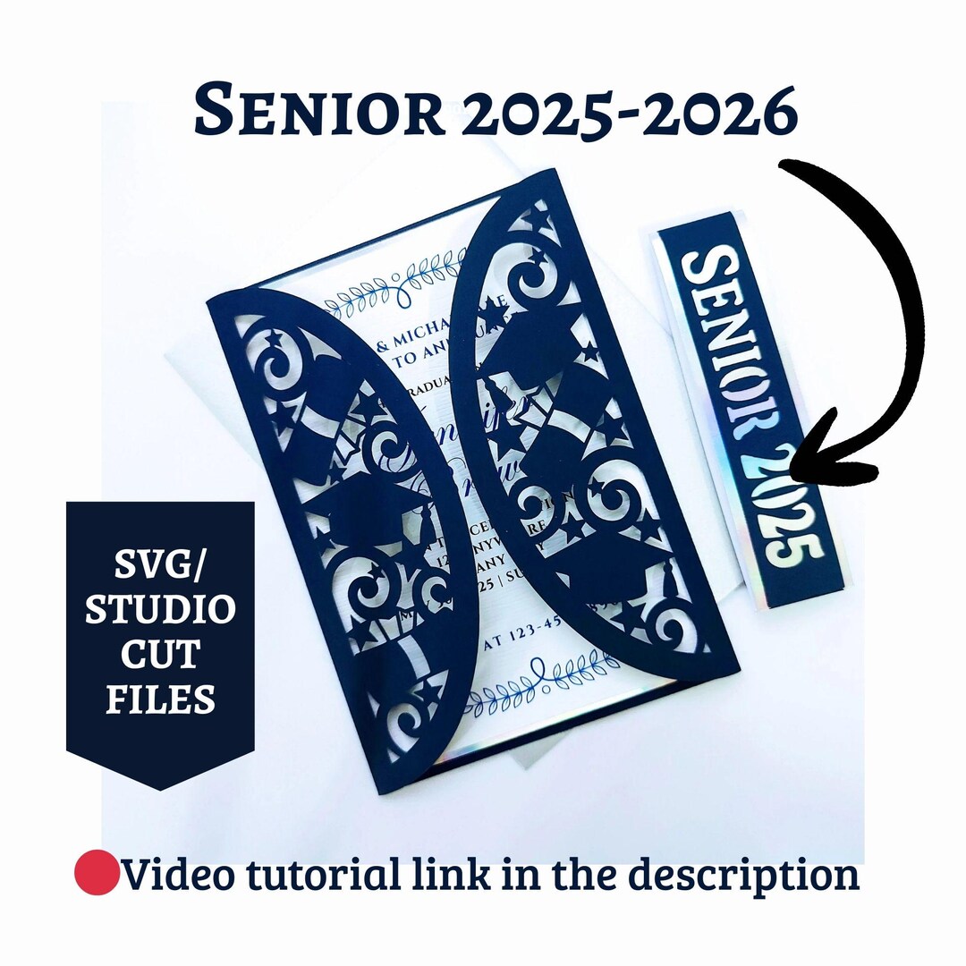 SVG Graduation Invitation Card Senior 2026 Cricut Cut File Gate Fold ...