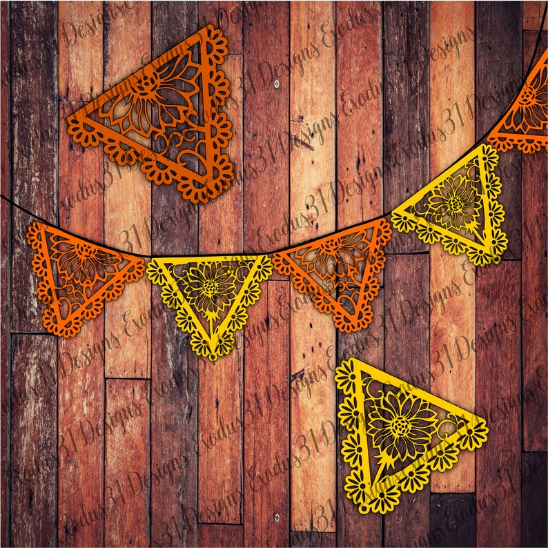Download 2 SVG Sunflowers Papel Picado Cutting Files Templates ...