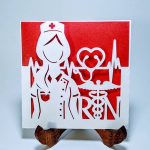 Arquivos SVG de corte a laser Modelos Cricut Cartões de felicitações para o Dia Internacional da Enfermagem Cartões de agradecimento para aniversário de enfermeiras Silhouette Cameo Nurses svg