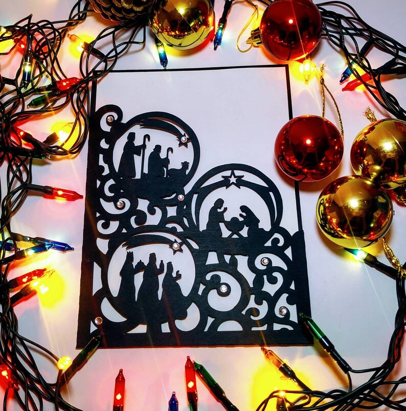 Download SVG Template Christmas Card Nativity Scene Envelope 5x7 in ...
