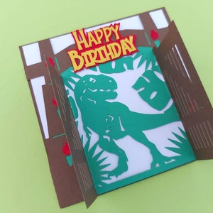 SVG Template Cut File Invitation Tyrannosaurus Rex Dinosaurs Birthday Party Cricut Card Jurassic Cardmaking Laser Cricut Silhouette Cameo