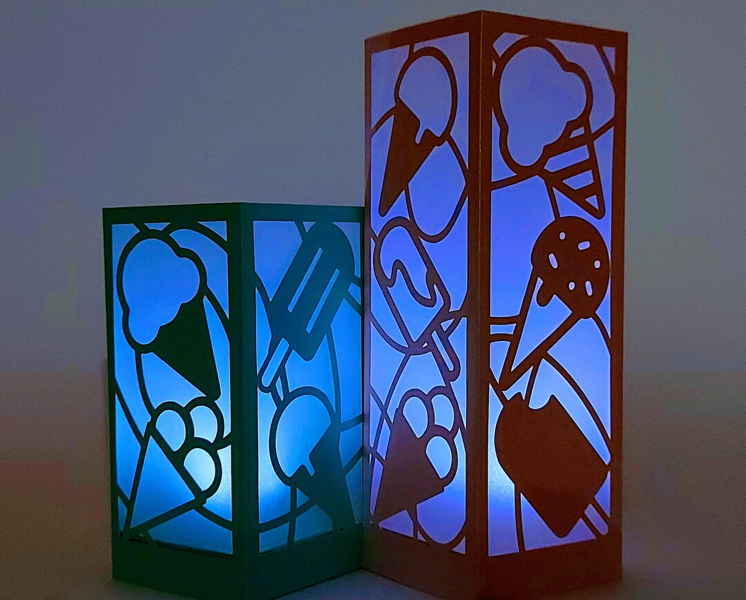 Paper Lantern SVG Cut Files Template Ice Cream Die Cut Lantern Set