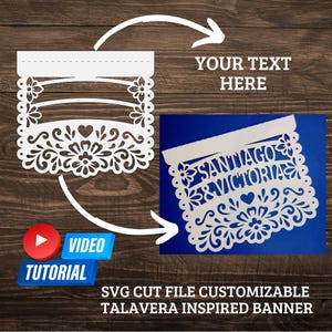 Customizable SVG cut files Papel Picado Templates talavera Inspired Wedding Banners Cielito Lindo Mexican Baby Shower Cricut Cameo Laser