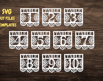 SVG cut files Papel Picado table numbers 1 to 35 Wedding decor Cricut Silhouette Cameo Brother Scan Cut Laser Mexican Wedding centerpiece