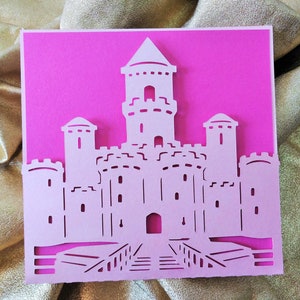 Modelo SVG Cartão de Bolso Castelo Royal Convite Torre Convite de Casamento Inserir Cartão Arquivo de Corte Laser Cricut Silhouette Cameo Envelope
