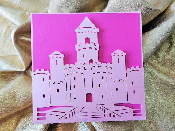 SVG Template Pocket Card Castle Royal Invitation Tower Wedding Invitation Insert Card Cutting File Laser Cricut Silhouette Cameo Envelope