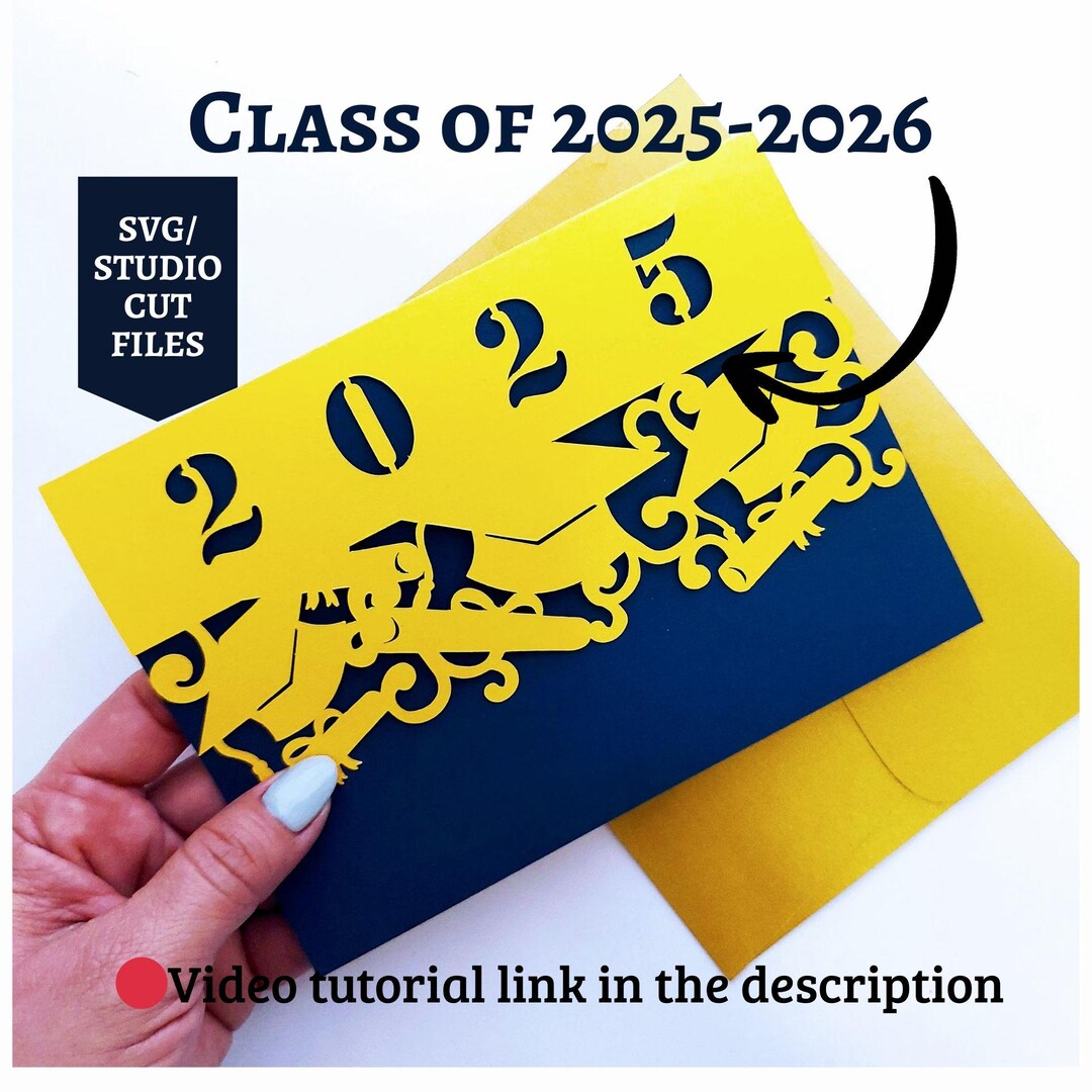SVG Graduation Invitation Card Class of 2026 Cricut Cut File Tri Fold ...