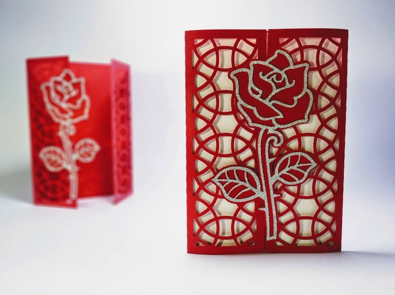SVG Cricut Laser Cut Invitation Roses Template Enchanted Rose Etsy