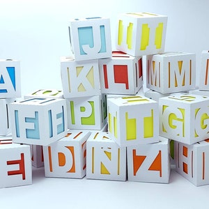 3D Alphabet SVG Cut Files Cube Cricut 3d letters png Baby Shower decor birthday home classroom Baby Blocks Cameo Laser Cut dxf didactic image 4