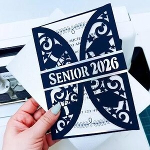 SVG Graduation Invitation Card Senior 2026 Cricut Cut File Gate Fold Card greeting card announcement Silhouette Cameo Laser Cut Template image 6