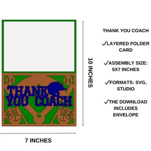 Baseball Thank You Coach Card SVG Cricut Cut File Laser Cut Templates Silhouette Cameo Card Sport Lover Gifts for him Baseball