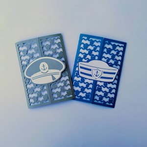 2 SVG Cricut Tor Klappkarte Laser geschnitten Nautisches Design Meer Themen Vorlage Einladung Kapitän Sailor Marine Vatertag Silhouette Cameo DIY