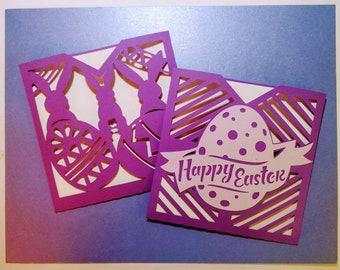 Set 2 SVG Templates Easter Cards Cricut, Silhouette, Laser Cut, Happy Easter Gifts Easter Rabbits Easter Eggs Envelope Cards Templates