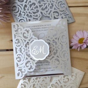 SVG Cut File Laser Cut Wedding Invitation Cricut Silhouette Cameo Gate Fold Card Die Cut Template Damask Morocco Design Mis 15 Sweet Sixteen