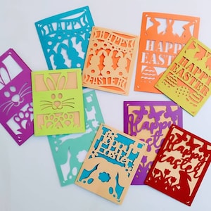 Set 5 Pasen SVG-kaarten sjablonen Cust-bestanden voor Cricut Maker Cricut Explore Cricut Joy Silhouette Cameo paashaas geschenken vrolijk pasen svg
