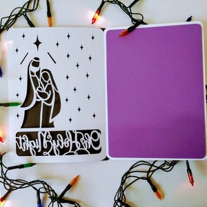 SVG Oh Holy Night julkort Cricut Cut filmappkort, mallar Jesu födelsedag Belen julsilhuett cameo laserskuren bild 9