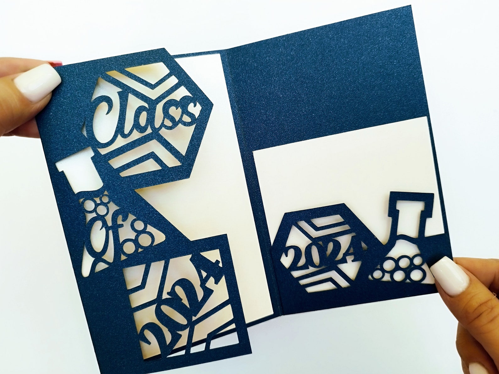 Class of 2024 SVG Cut File Mini Tri Fold Pocket Invitation Card Senior ...