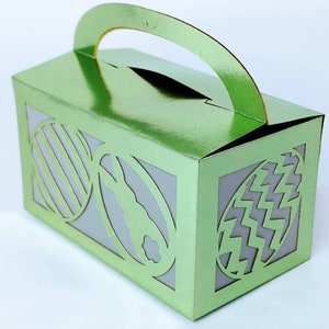 SVG Template Easter Favor Box Cricut Silhouette Cameo Laser Cut Happy Easter Candy Box for kids Gifts Box Template Easter Rabbits Egg spring