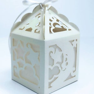 Plantillas SVG de caja Caja de regalo Baby Shower Luna Estrellas Nubes Archivo de corte Caja de regalo Cricut Corte láser Corte Silhouette Cameo Revelación de género Fiesta