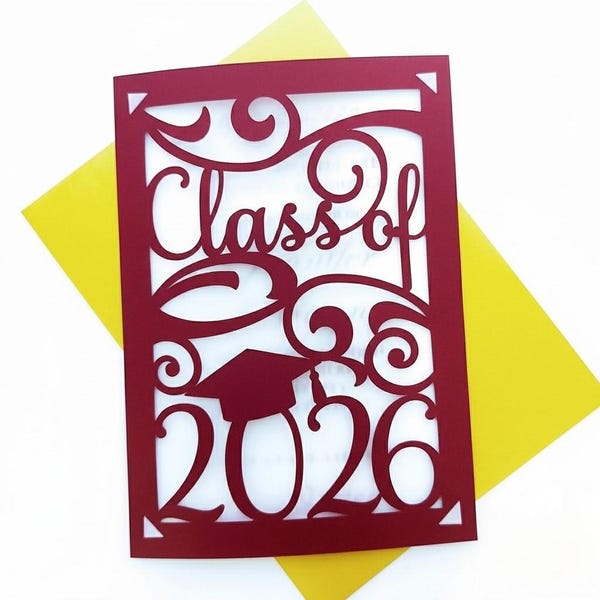 SVG Examensinbjudningsmappkort Klass 2026 Cricut Cut-fil Joy-kort Senior Silhouette Cameo Laser