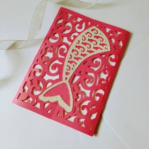 SVG Vorlagen Klappkarte Meerjungfrau Schwanz Cricut Sirene Strandparty Cricut Einladungskarte Geburtstagskarte Schnittdatei Laser Cut Silhouette Cameo DXF
