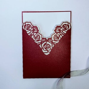 SVG Laser Cut Wedding Invitation Roses Cricut Envelope Card Cut File Silhouette Cameo DXF  Paper Cut Die Cut 5x7 inches svg Roses Invitation