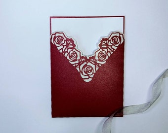 SVG Laser Cut Wedding Invitation Roses Cricut Envelope Card Cut File Silhouette Cameo DXF  Paper Cut Die Cut 5x7 inches svg Roses Invitation