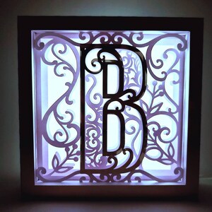 Letra B Shadow Box 3D Alfabeto SVG Cortar Archivos Cricut letras caja de luz mandala en capas Silueta Cameo Corte Láser Brother Scan Cut Cricut SVG