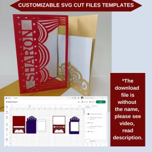 Cartão de convite SVG Broadway, modelo de arquivo Cricut, cartão de bolso triplo, Bat Mitzvah, festa de aniversário, silhueta, camada de camafeu, doces dezesseis anos