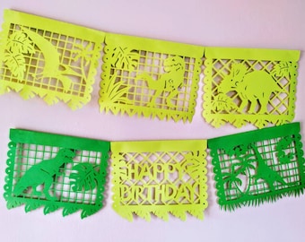 SVG Cut File Cricut Banners Templates Dinosaurs Tyrannosaurus Rex Birthday Boy Party Birthday Decor Papel Picado diy Jurassic Laser Cut DXF