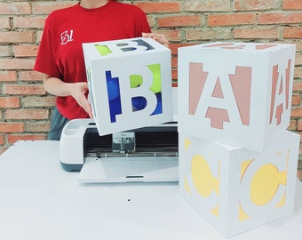 9x9x9 cali 3D Alfabet A do Z SVG Pliki do cięcia Cube Cricut 3d litery Baby Shower wystrój urodziny dom klasa Baby Blocks Cameo Laser Cut