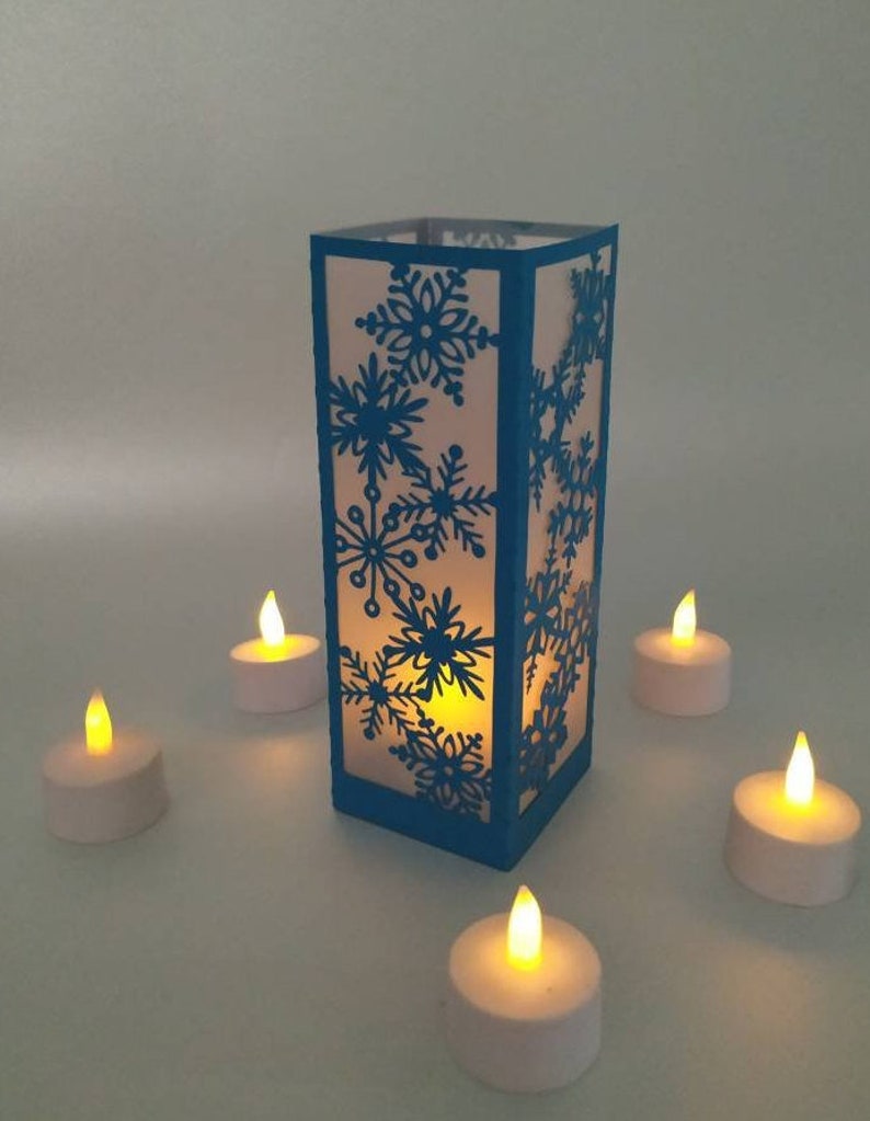 Download Centerpiece 3D SVG Template Lantern Frozen Snowflakes Winter | Etsy