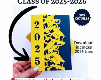 SVG Graduation Invitation Card Class of 2026 SVG Cricut Senior Cut File ...