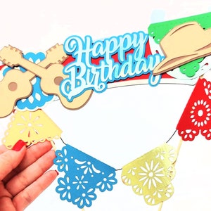 SVG CRICUT archivos de corte PLANTILLAS Papel Picado cake topper personalizable Mini banners 2.5 en fiesta de feliz cumpleaños Cricut Joy Silhouette Cameo