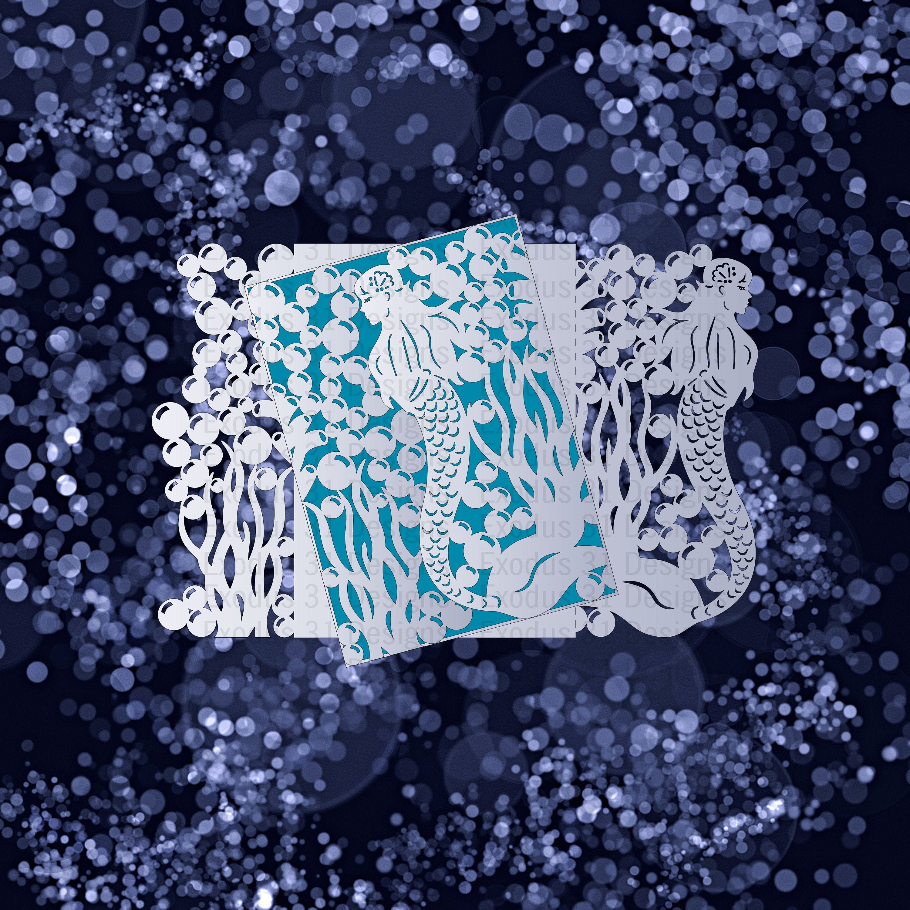 Download Svg Gate Fold Mermaid Cricut Invitation Card Wedding Sea Shell Etsy