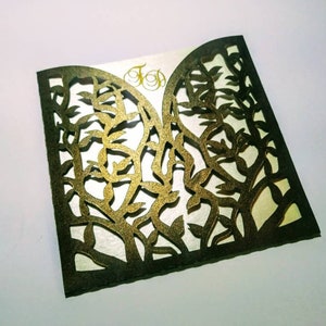 Faire-part de mariage découpé au laser SVG arbre enveloppe carte Cricut coupe fichier Silhouette DXF Ai arbre romantique automne carte de mariage papier découpé découpé