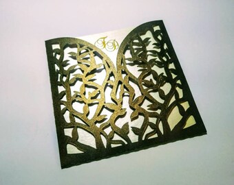 SVG Laser Cut Wedding Invitation Tree Envelope Card Cricut Cut File Silhuette  DXF Ai Romantic Tree Autumn Wedding Card Paper Cut Die Cut