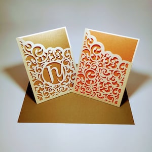 5x7 SVG Laser Cut Invito a nozze Busta Carta Cricut Cut File Silhuette DXF Ai arabeschi damascato vorticoso design cardmaking personalizzabile