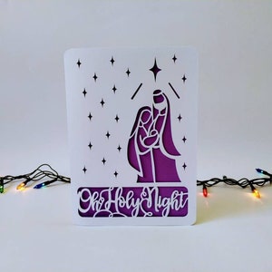 SVG Oh Holy Night julkort Cricut Cut filmappkort, mallar Jesu födelsedag Belen julsilhuett cameo laserskuren bild 5