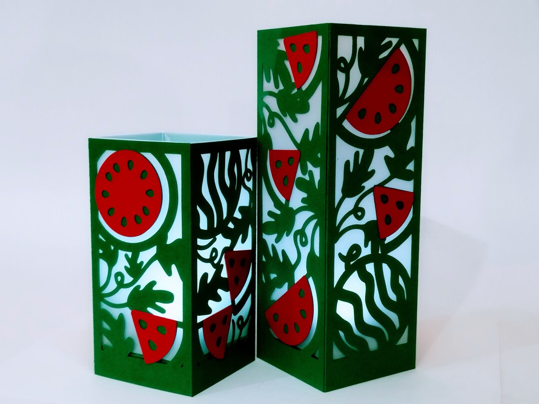 Paper Lantern SVG Cut Files Templates Watermelon Die Cut Lantern Set