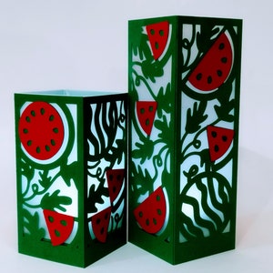 Papier Laterne SVG Cut Files Vorlagen Wassermelone die cut Laterne set Cricut Schatten Box eins in einer Melone Silhouette Kamee Schneidedatei Sommer
