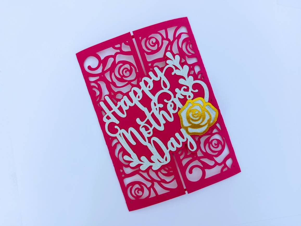 SVG Cut Files Cricut Mothers Day Card Cricut Template Roses Happy ...