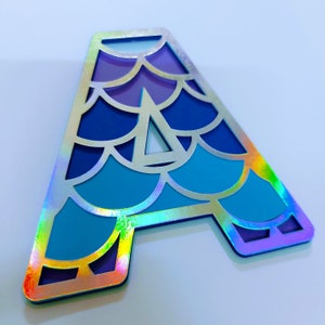 Alphabet de A à Z sirène en couches 3D SVG coupe fichier 5 couches modèles lettres pour gâteau Cricut Silhouette camée découpé au laser anniversaire de la sirène