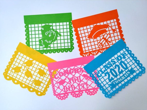 Download Free 5 Svg Templates Banners Class Of 2020 Papel Picado Cricut Etsy SVG Cut Files