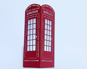 British Phone Booth lantern Template Cricut SVG Files Christmas luminaries Centerpiece London British Icon SVG Silhouette Cameo Laser Cut