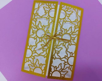SVG Princess Sun Card Cricut File Template Gate Fold Card Fairy Tales Grimm Brothers Birthday Girl Party Silhouete Cameo Layered svg