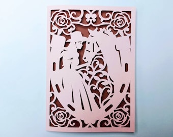 Cowgirl SVG Laser Cut Invitation Template MIS QUINCE Folder Card Cricut Girl Horse Roses Cricut Mexican Quinceanera Charra Silhouette Cameo